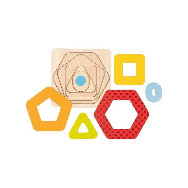 Goki Wooden Layered Shaped Puzzle - Geometrical Shapes II