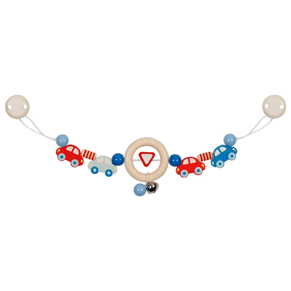 Goki Wooden Pram Chain - Cars with clips
