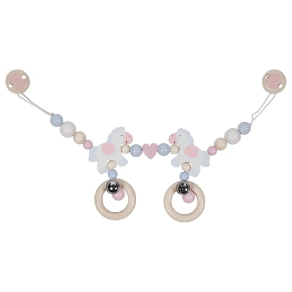 Goki Wooden Pram Chain - Horses with Clips