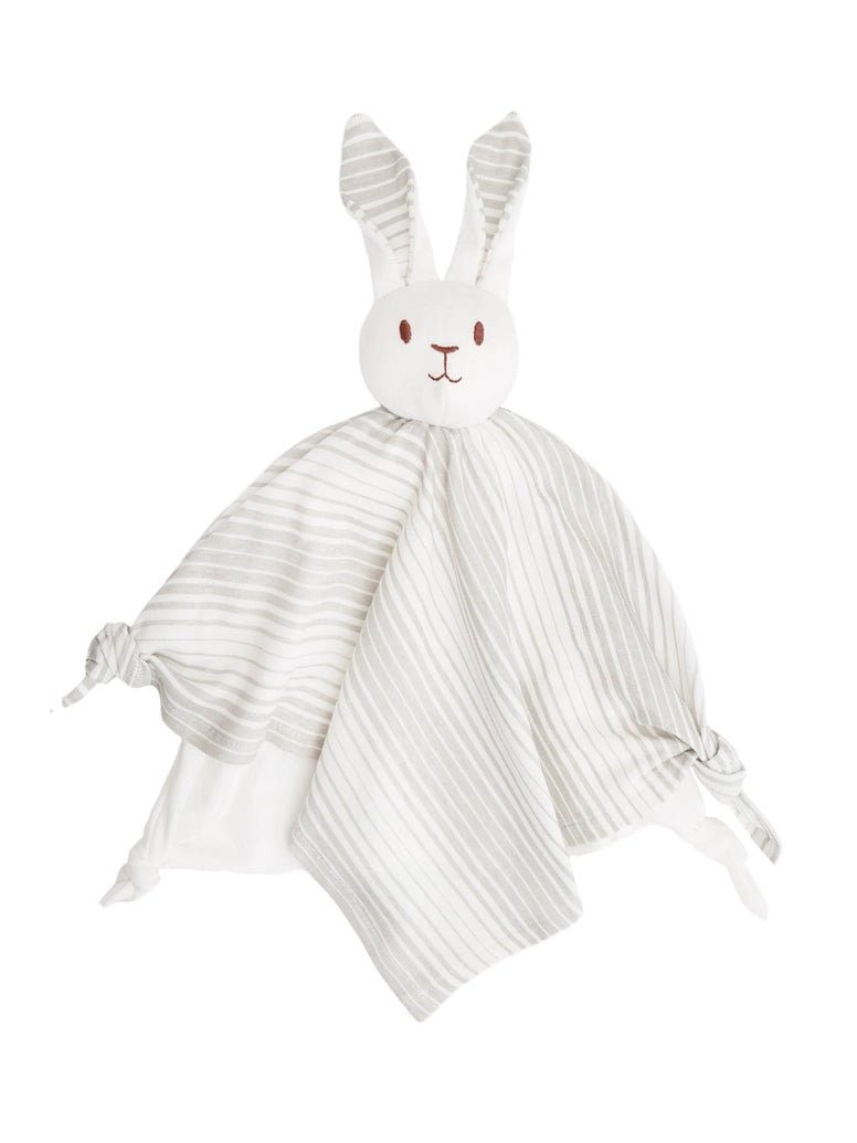 Under The Nile Organic Lovey Blanket Friend - Grey Ombre Stripe Bunny