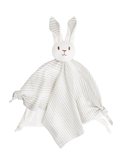 Under The Nile Organic Lovey Blanket Friend - Grey Ombre Stripe Bunny