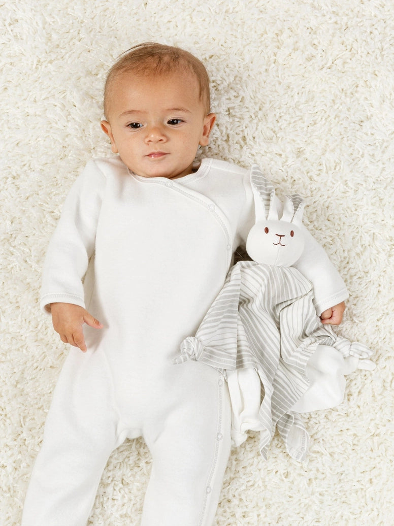 Under The Nile Organic Lovey Blanket Friend - Grey Ombre Stripe Bunny