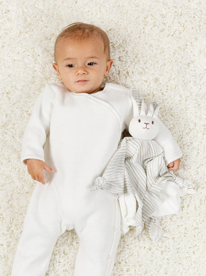 Under The Nile Organic Lovey Blanket Friend - Grey Ombre Stripe Bunny