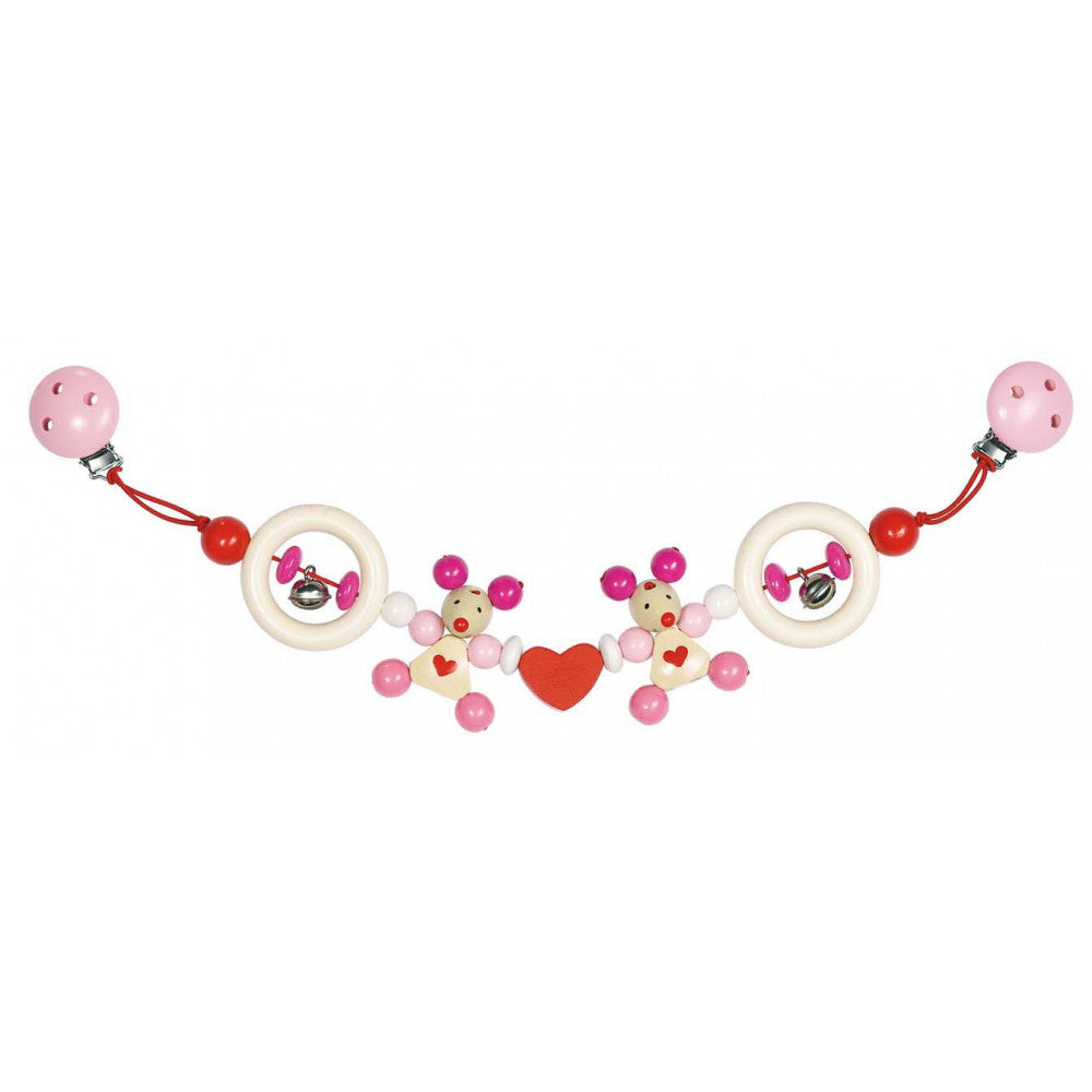 Heimess Pram Stroller Chain - Mouse (Pink) with clips