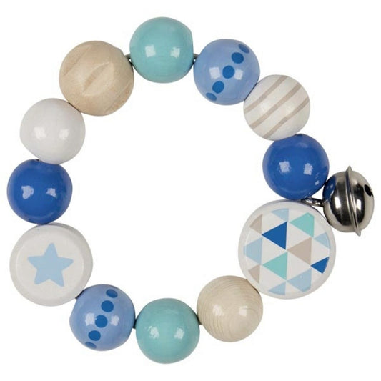 Heimess Wooden Rattles - Touch Ring Elastic Blue Star with Bell