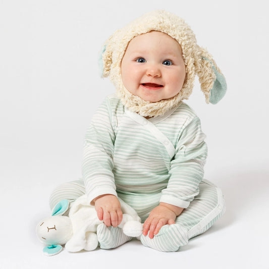 Under The Nile Organic Baby Faux Fur Sherpa Hat with Chin Strap - Lamb