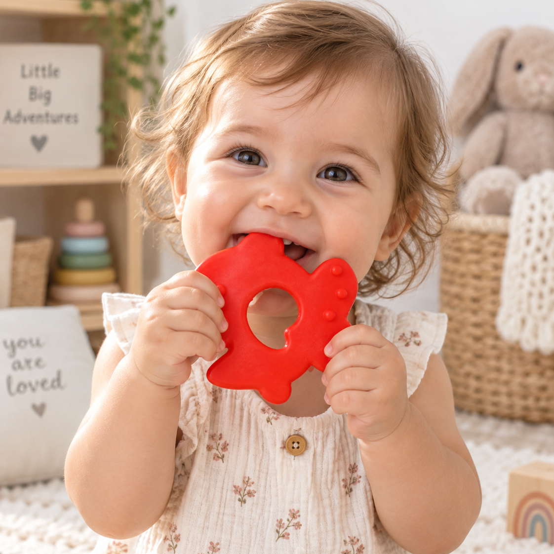 Lanco Natural Rubber Teether - Fish (Red)