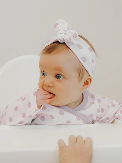 Under The Nile Organic Baby Bow Headband - Lavender Dot