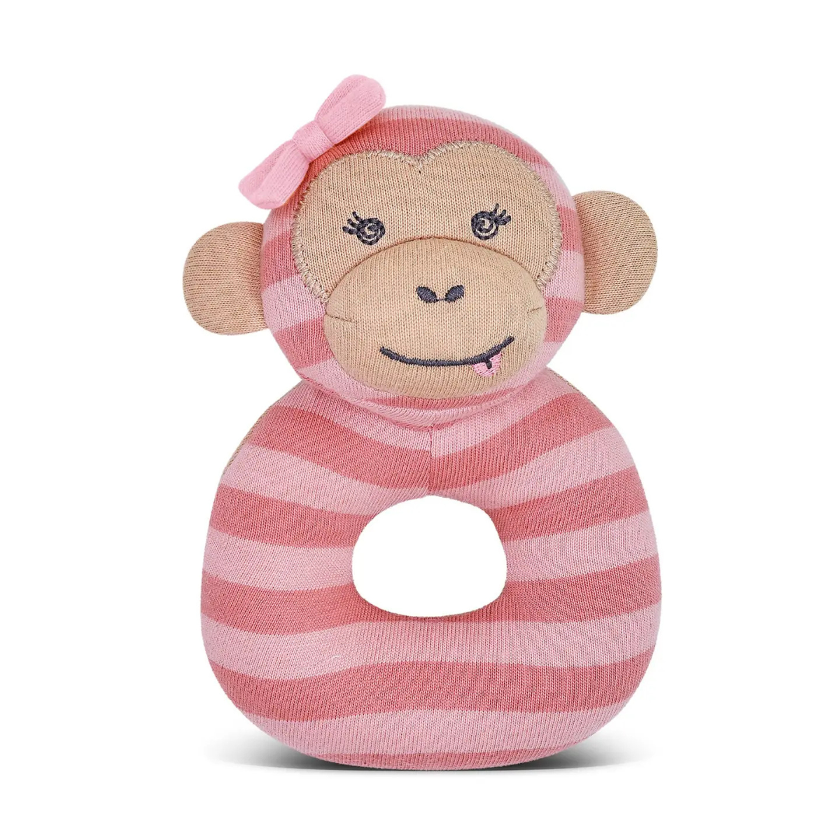 Organic Farm Buddies Cotton Teething Rattle - Maggie Monkey