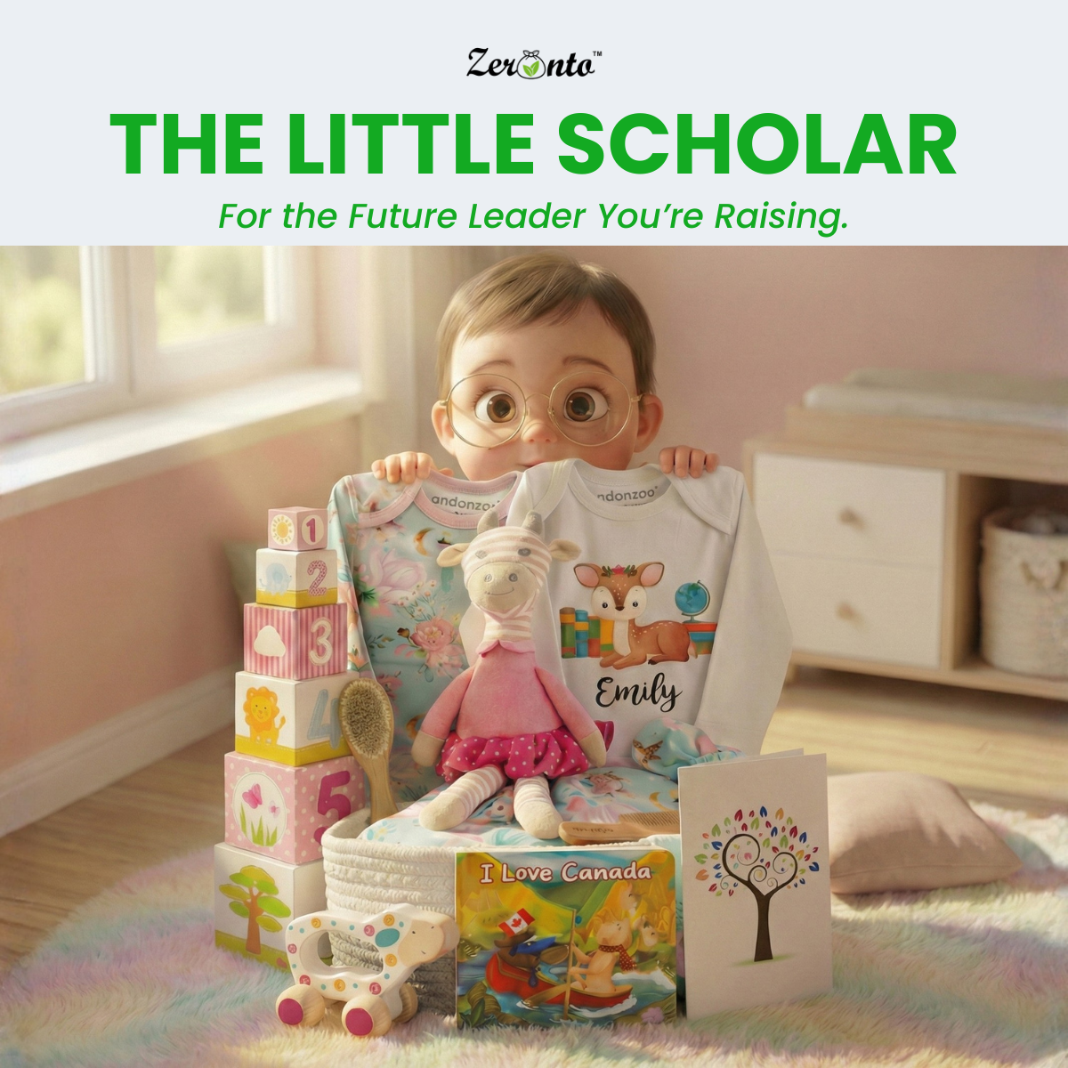 Zeronto Baby Gift Basket - Little Scholar Girl