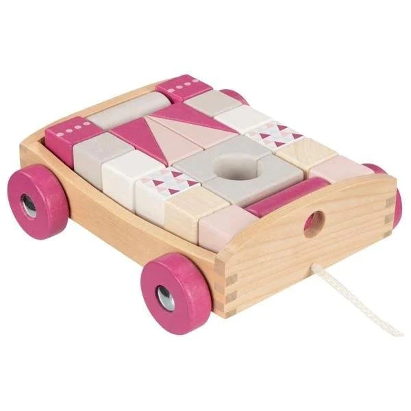 Goki Wooden Pull-along cart with 20 building blocks - Lifestyle Berry