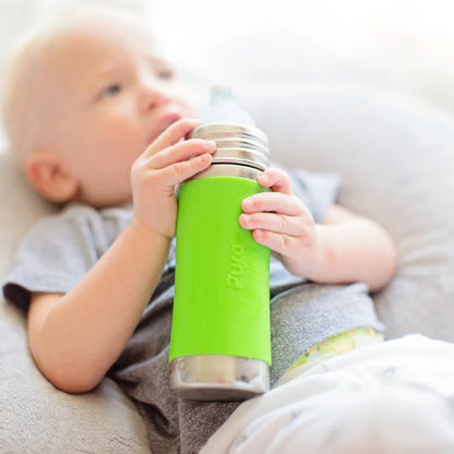 Pura 11oz Toddler Stainless Steel Bottle (Sippy /  Green Sleeves)