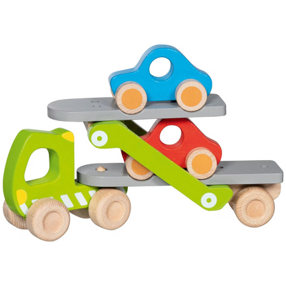 Goki Wooden Car Transporter with 2 Vehicles