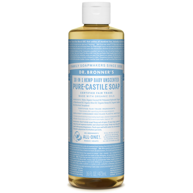 Dr. Bronner's Organic Pure Castile Liquid Soap Baby Unscented 16 Oz