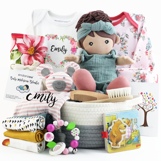 Zeronto Luxury Mom & Baby Girl Gift Basket 2-Tier (Cutie Pie in the Wonderland)