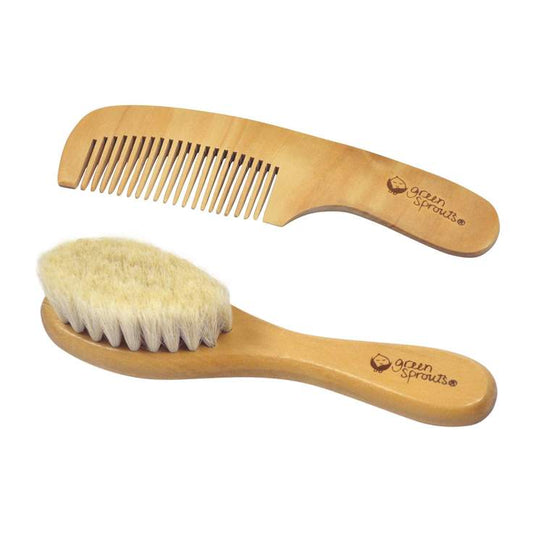London Rose Natural Wood Brush and Comb Set