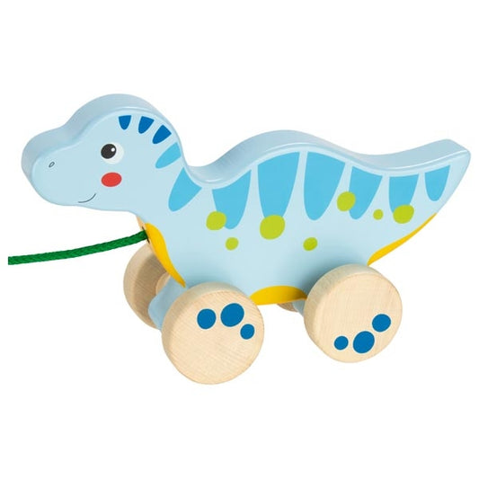 Goki Wooden Pull-Along Animal (Blue Dinosaur)