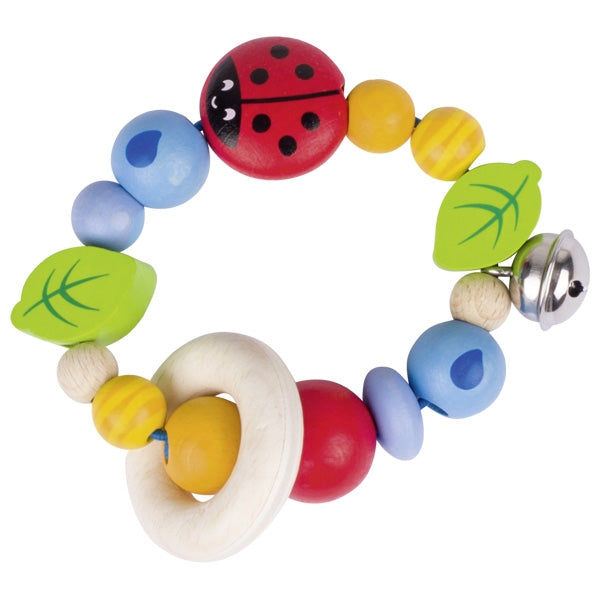 Heimess Wooden Rattles - Touch Ring Elastic Lady Bug
