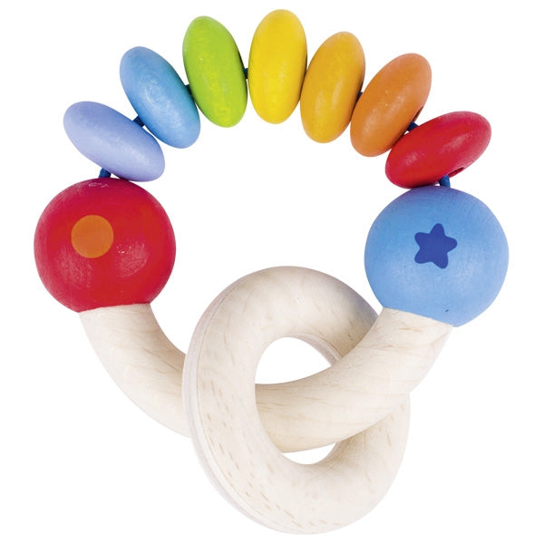 Heimess Wooden Rattles - 2-in-1 Touch Ring Rainbow