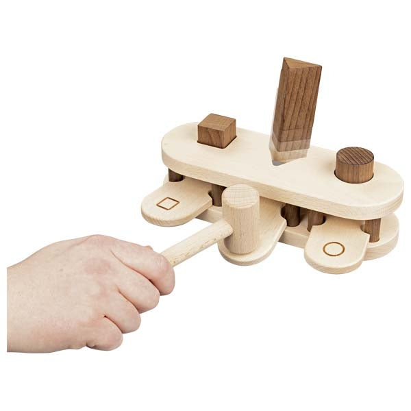 Goki Nature Wooden 2-in-1 Hammer Bench with Shapes