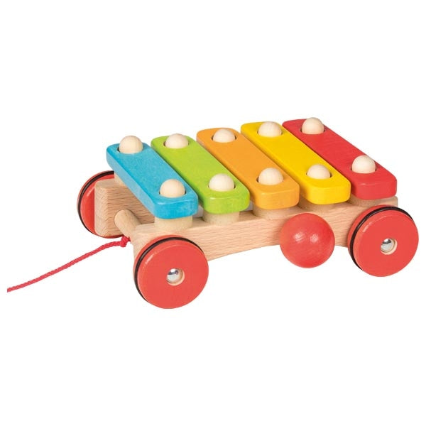 Goki Wooden Xylophone Music Instrument With Wheels