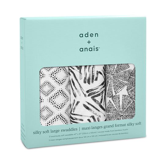Aden Anais Silky Soft Muslin Bamboo Swaddles - In motion (3-pack)