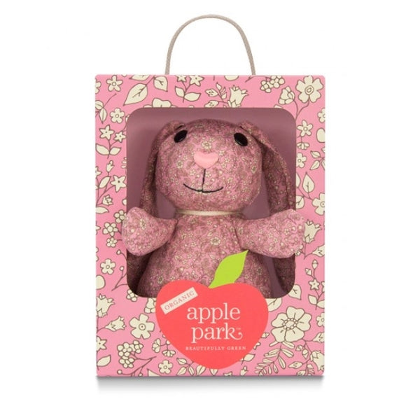 Apple Park Organic Patterned Plush Pink Floral Bunny