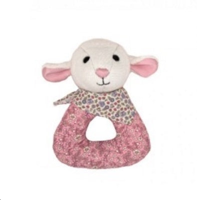 Apple Park Organic Baby Patterned Rattle - Lamby
