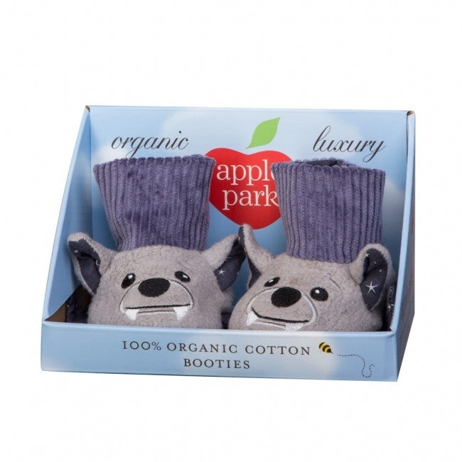 Apple Park Organic Cotton Patterned Booties - Bat