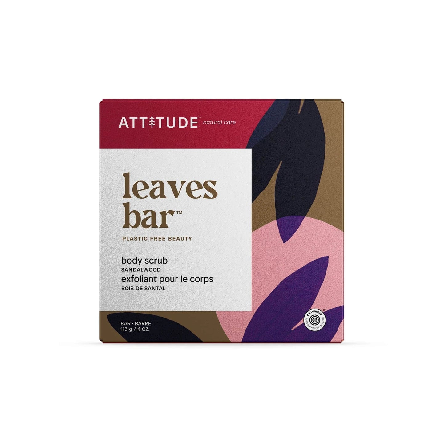 Attitude Plastic-free Leaves Bar - Body Scrub Bar (Sandalwood)