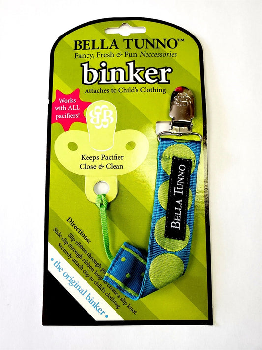 Bella Tunno Binker Pacifier Clip - Blue Big Dots