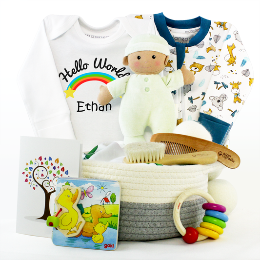 Zeronto Baby Gift Basket - Baby's First Collection - Hello World