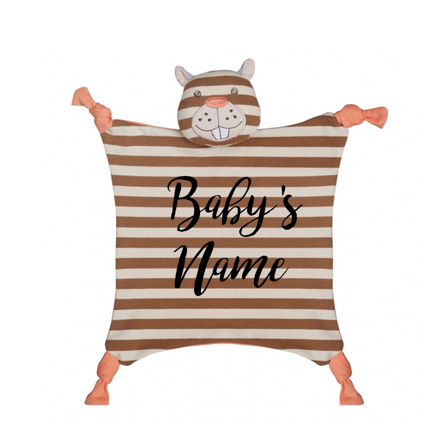 [Personalized] OFB Organic Cotton Baby Blankie - Buster Beaver