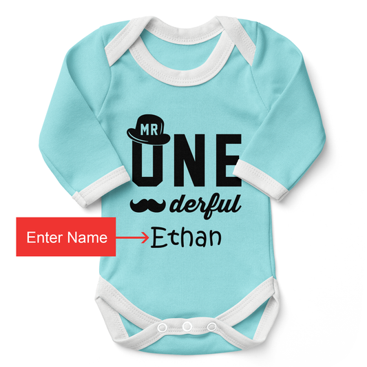 [Personalized] Mr ONEderful Birthday Boy Organic Baby Bodysuit