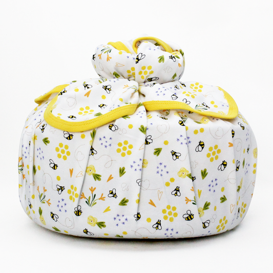 Wrapped with Endanzoo Organic Baby Swaddle Blanket - Bumblebee