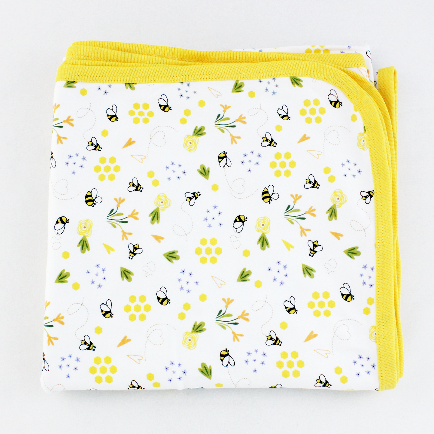 Wrapped with Endanzoo Organic Baby Swaddle Blanket - Bumblebee