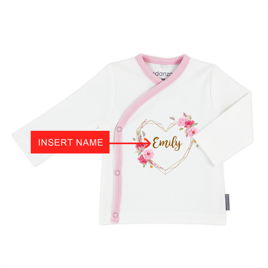 [Personalized] Home Coming Baby Girl Organic Kimono Shirt