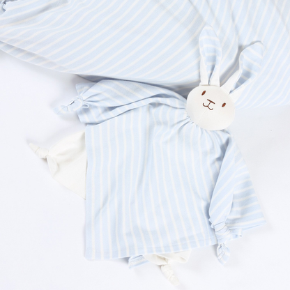 Under The Nile Organic Cotton Lovey Blanket Friend - Blue Stripe Bunny