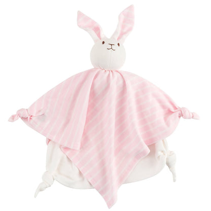Under The Nile Organic Cotton Lovey Blanket Friend - Pink Stripe Bunny (10")