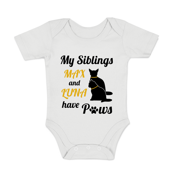 [Personalized] Endanzoo Organic Baby Bodysuit - Pair of CATS I My Siblings have Paws