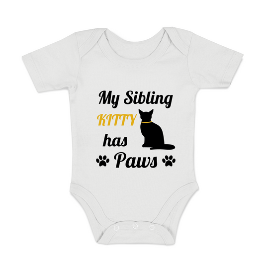 [Personalized] Endanzoo Organic Baby Bodysuit - Single CAT I My Sibling has Paws