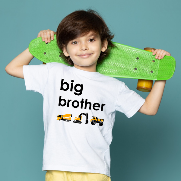 Big Brother Construction Tractors Organic Kids Tee Shirt