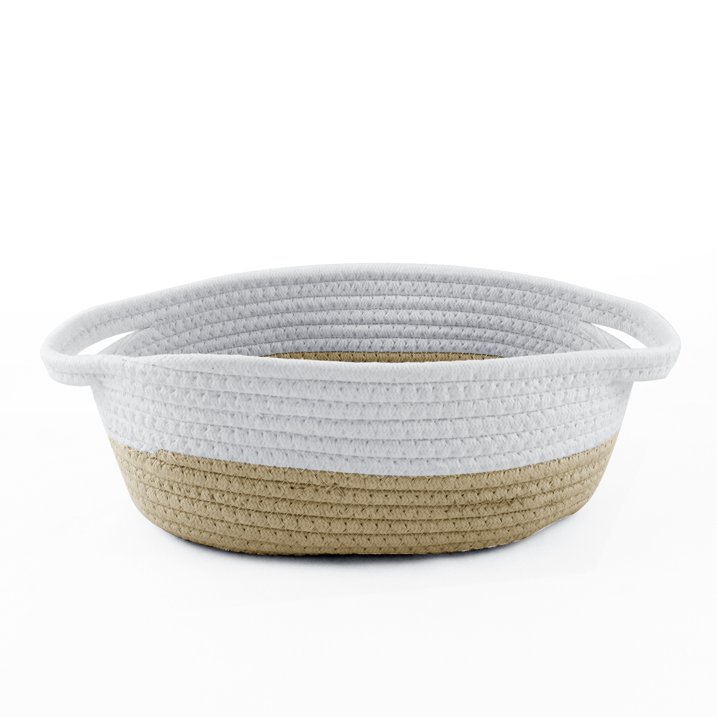 Oval Cotton Woven Rope Basket - Brown & White