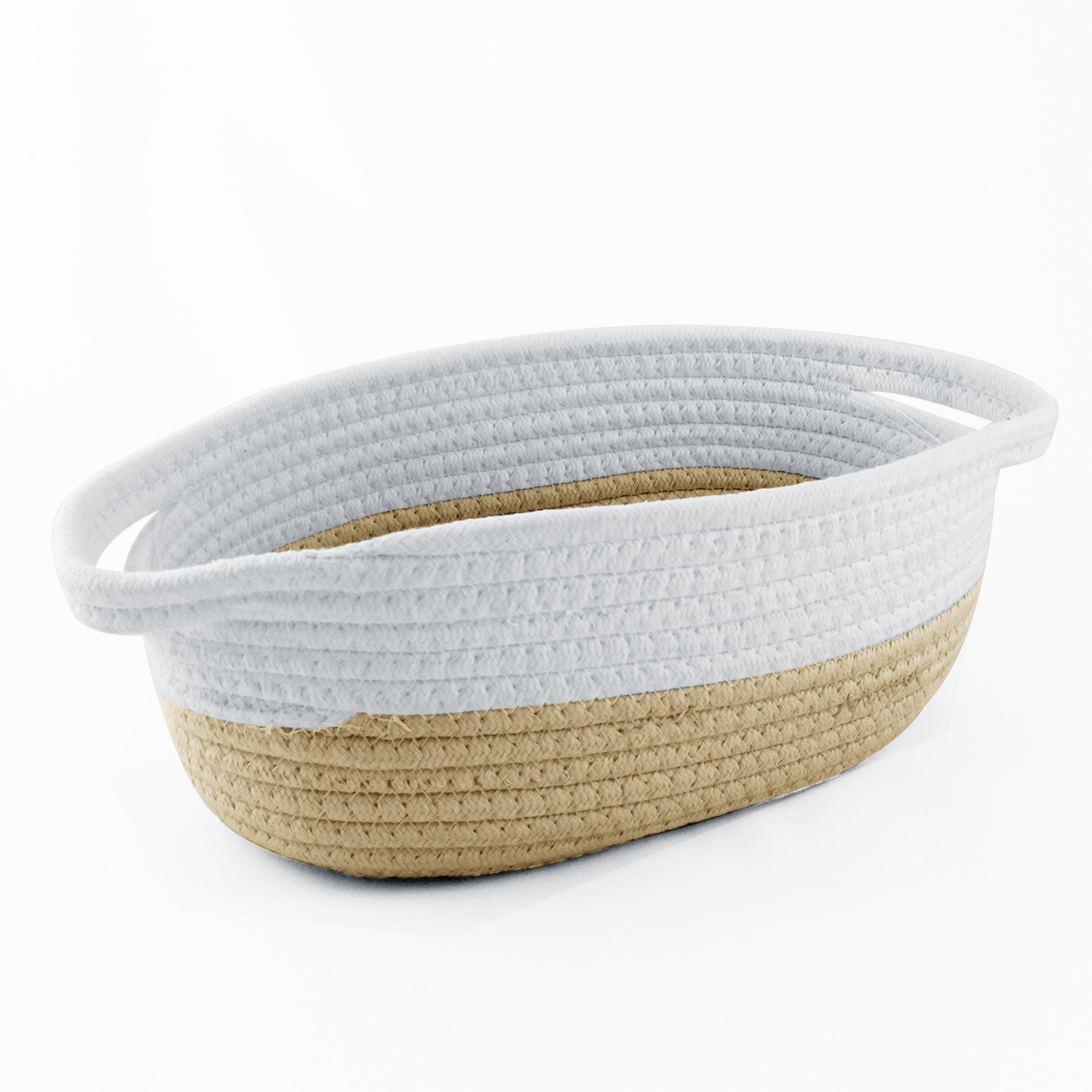 Oval Cotton Woven Rope Basket - Brown & White