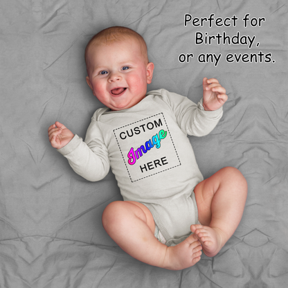 [Custom Image] Organic Baby Bodysuit (White / Long Sleeve)