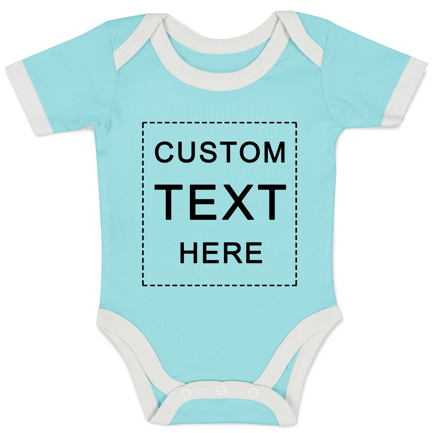 Custom Text Organic Baby Bodysuit (Aqua)