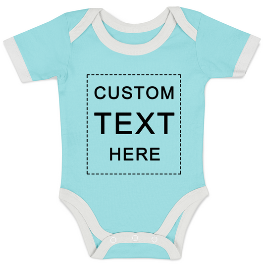 Custom Text Organic Baby Bodysuit (Aqua)