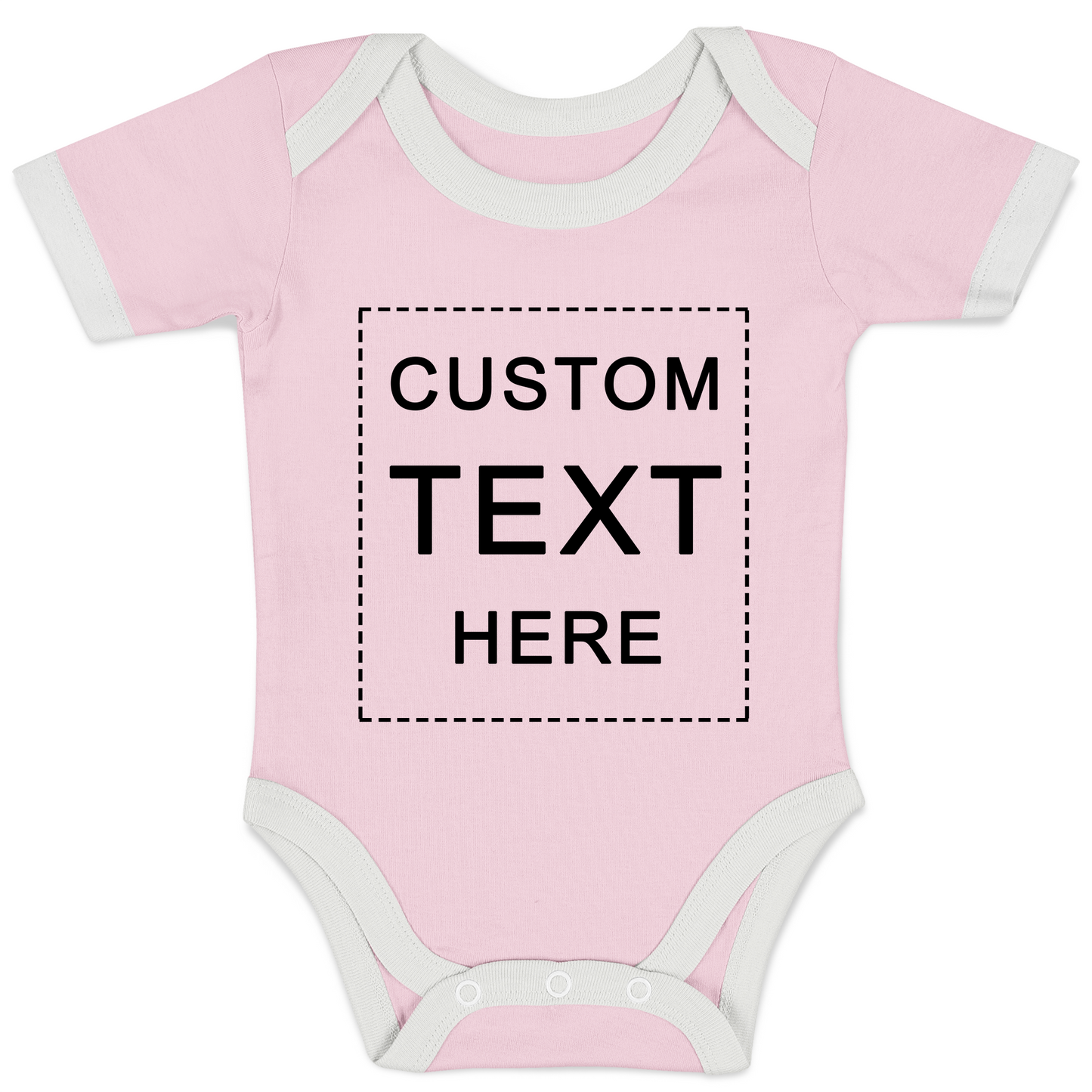 Custom Text Organic Baby Bodysuit (Pink / Short Sleeve)