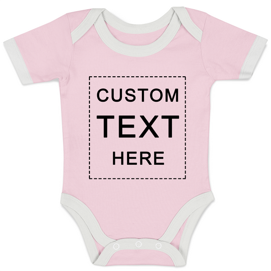 Custom Text Organic Baby Bodysuit (Pink)
