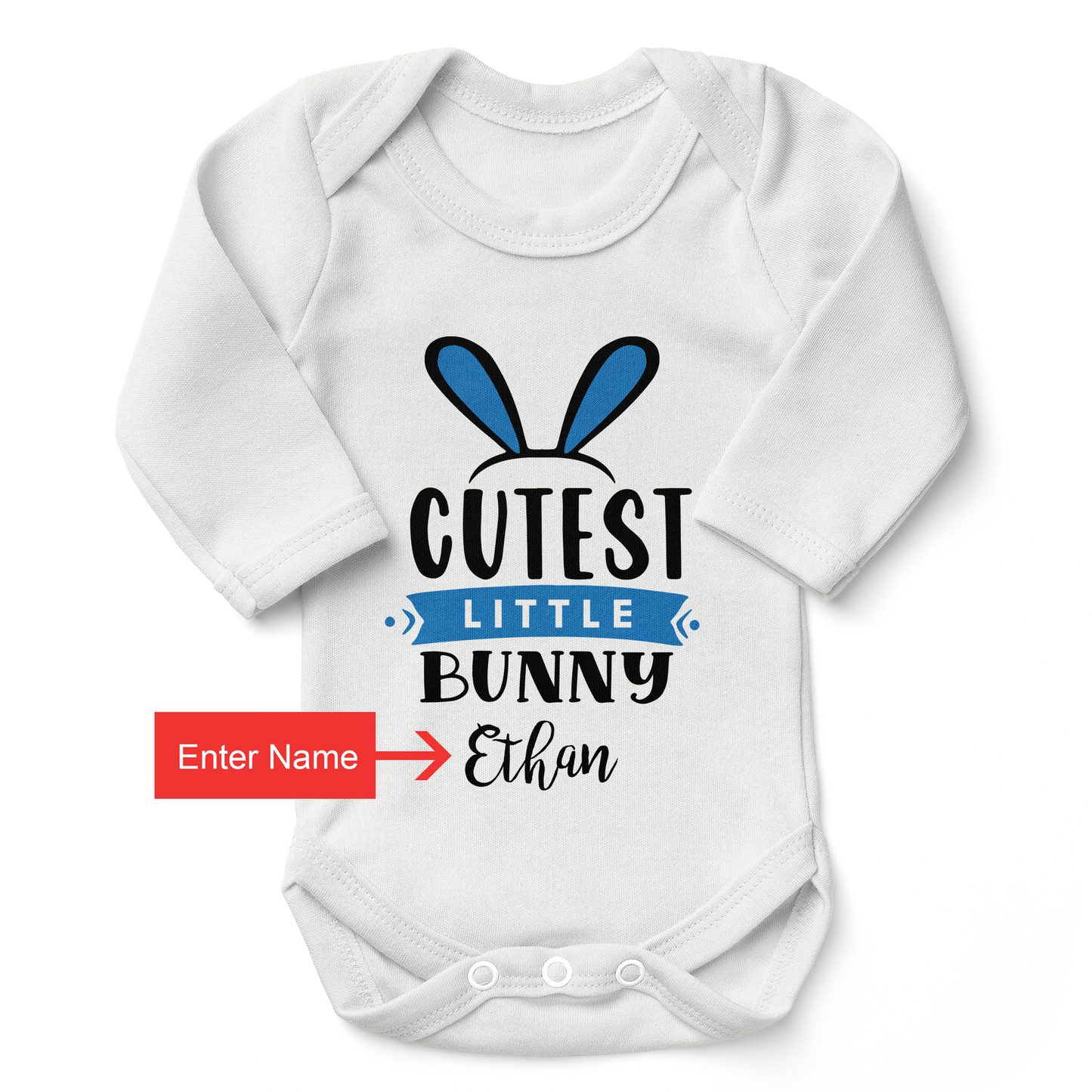 [Personalized] Cutest Little Bunny Boy - Organic Baby Bodysuit